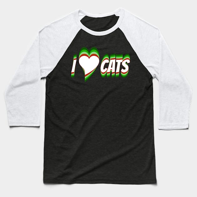 I Heart Cats V1-Retro Vintage Colors Baseball T-Shirt by Blacksun Apparel